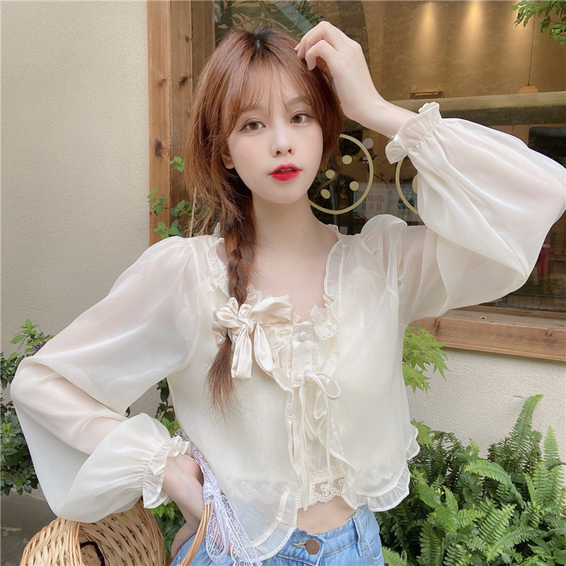 K891 Sun protection clothing cardigan jacket summer 2025 new style super fairy outer shawl with suspenders skirt chiffon shirt top