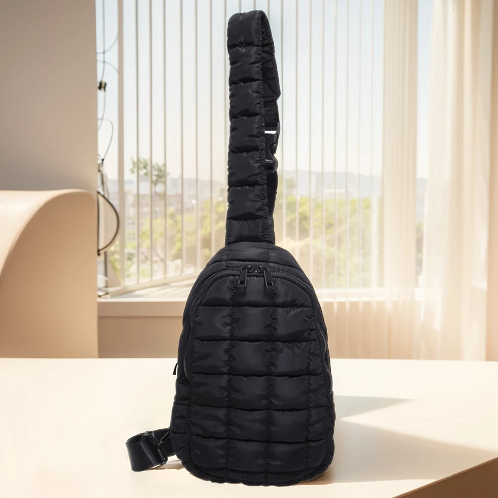 Women Quilted Chest Bag Cloud Waist Bag Adjustable Strap Puffer Crossbody Sling Bag Casual Waist Pack Outdoor Travel Bag 250528