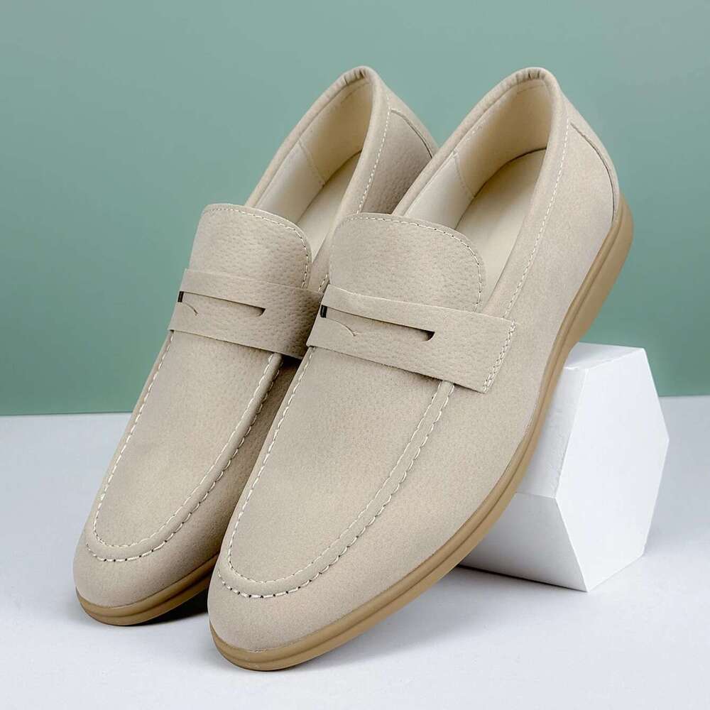 New Classic Suede Leather Men Slip On Loafers Penny Round Toe Dress Daily Wedding Party Business Shoes for Man