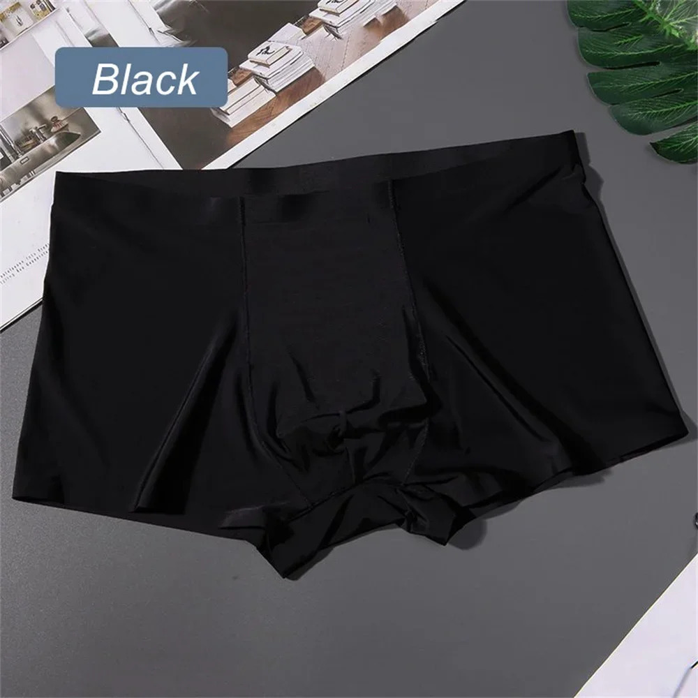 3PCS High Quality Mens Ice Silk Underwear Summer Thin Breathable Seamless Panties Sexy Male Underpants Plus Size 250526