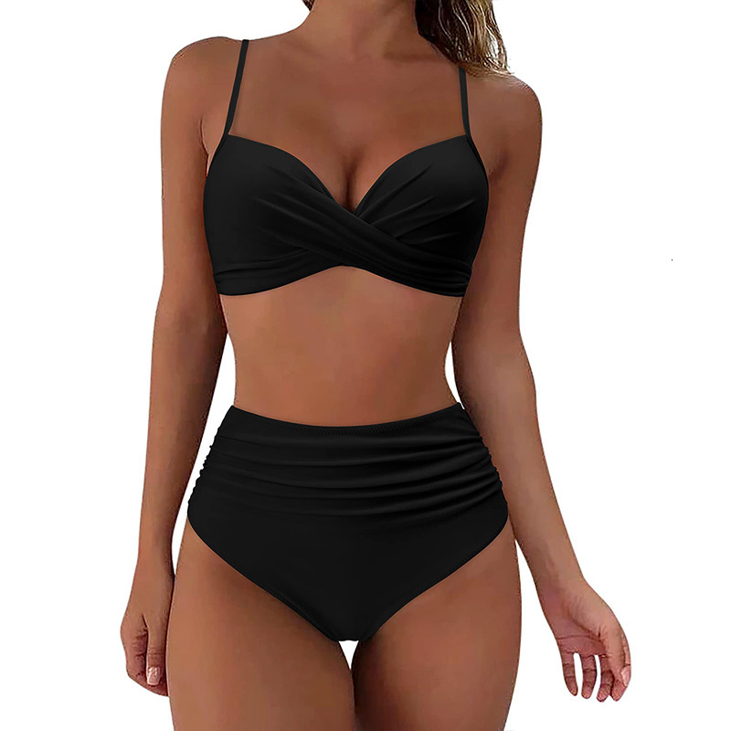 Outdoor Sexy Beach Bikinifree Shipping 2025 New Designer Shoes Women's Thickened Swimsuit Split High Waist Covering Belly Tight Bikini Sexy