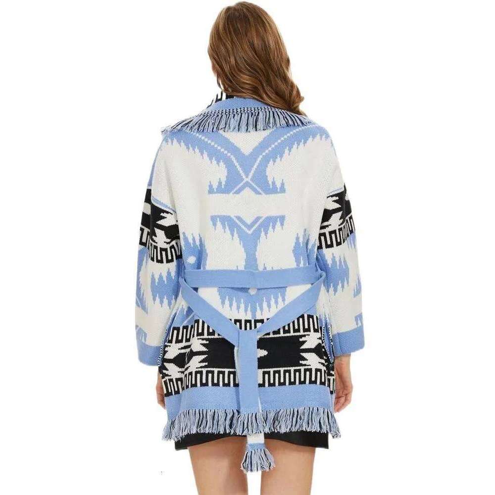 WQJGR High Quality Jacquard Cardigan Sweater Women Geometry Cashmere Kniited Tassel Loose Full Sleeve Fashion Autumn Winter