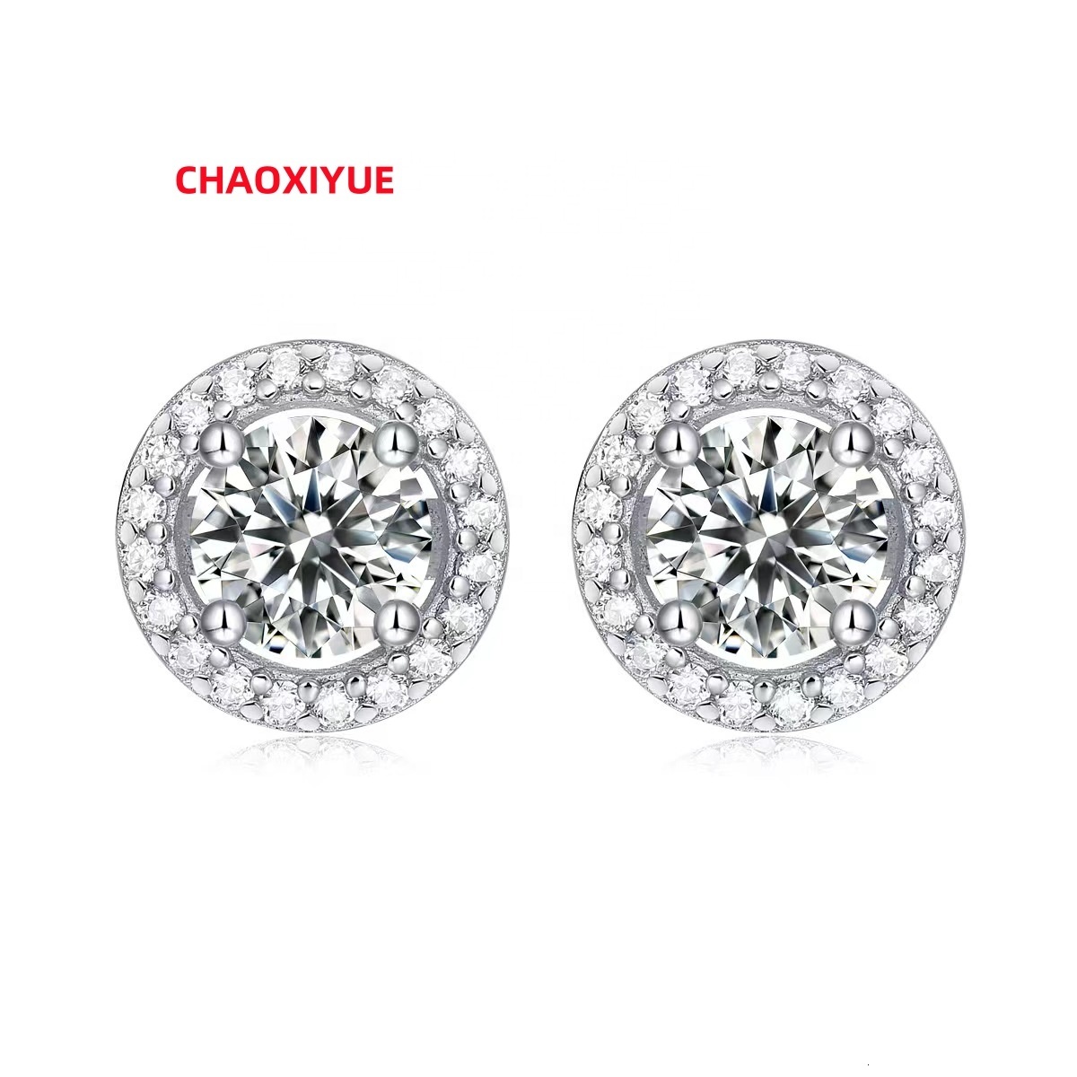 0.5ct 1ct d Color Iced Out Diamond Cluster Men Hip Hop 925 Sterling Silver Women Vvs Moissanite Stud Earrings Screw Back