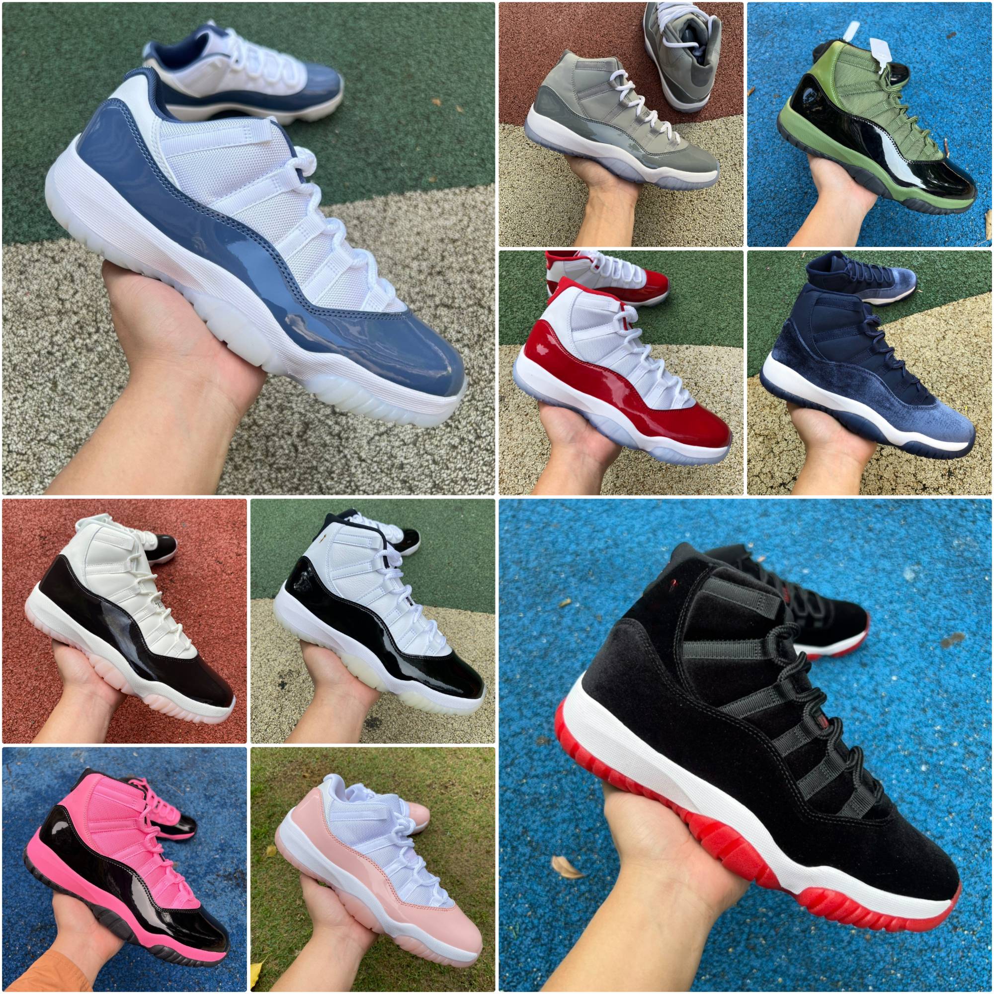 designer Men Diffused Blue 11 Cherry 11s Basketball Shoes Igloo Space Jam Low Bred Red Velvet Midnight Navy Cool Grey Gamma Blue UNC Metallic Silver Women Sneakers
