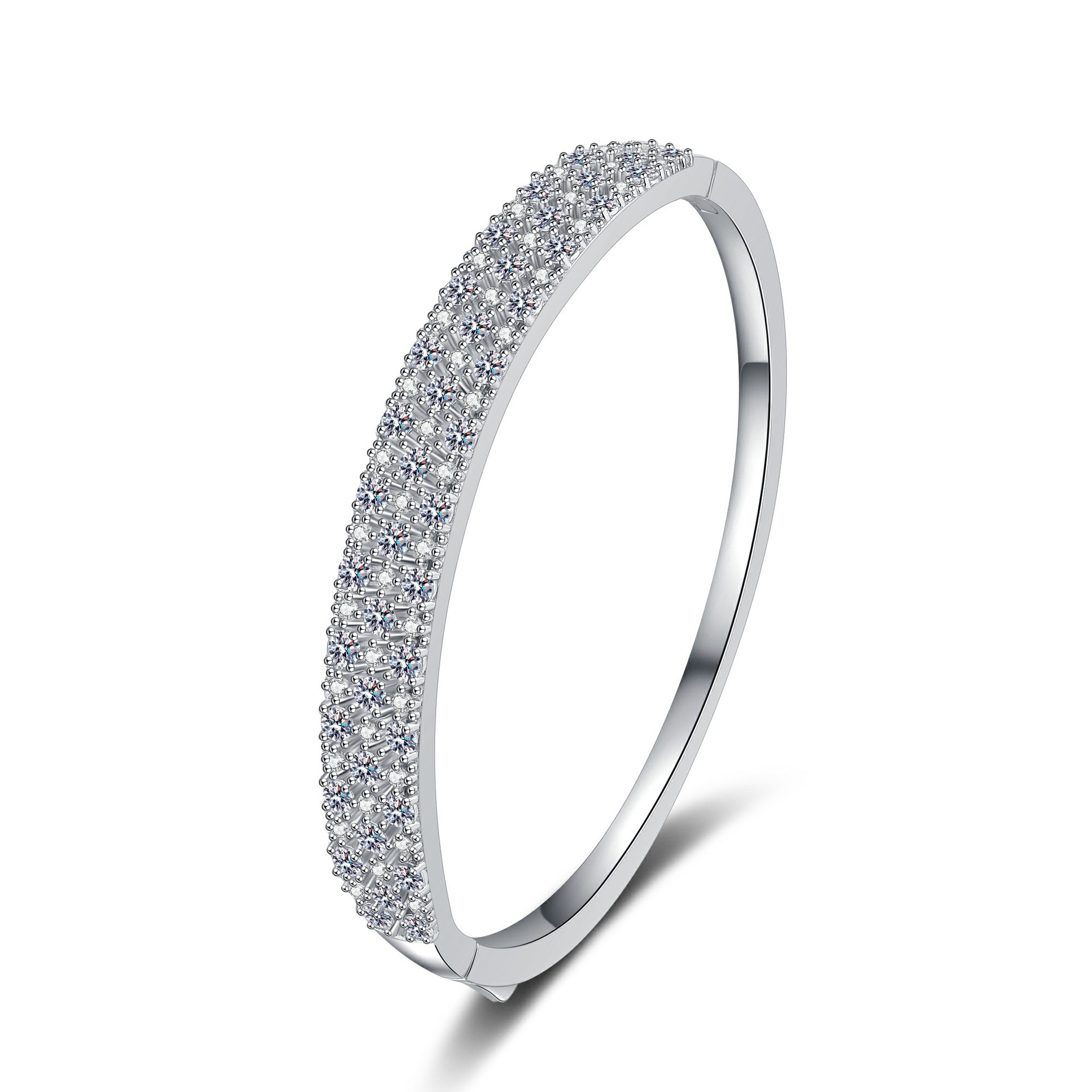 Elegant Accessory Ladies' Simple Design Moissanite Ring & Cuff Ensemble Made of Durable Sterline Silve