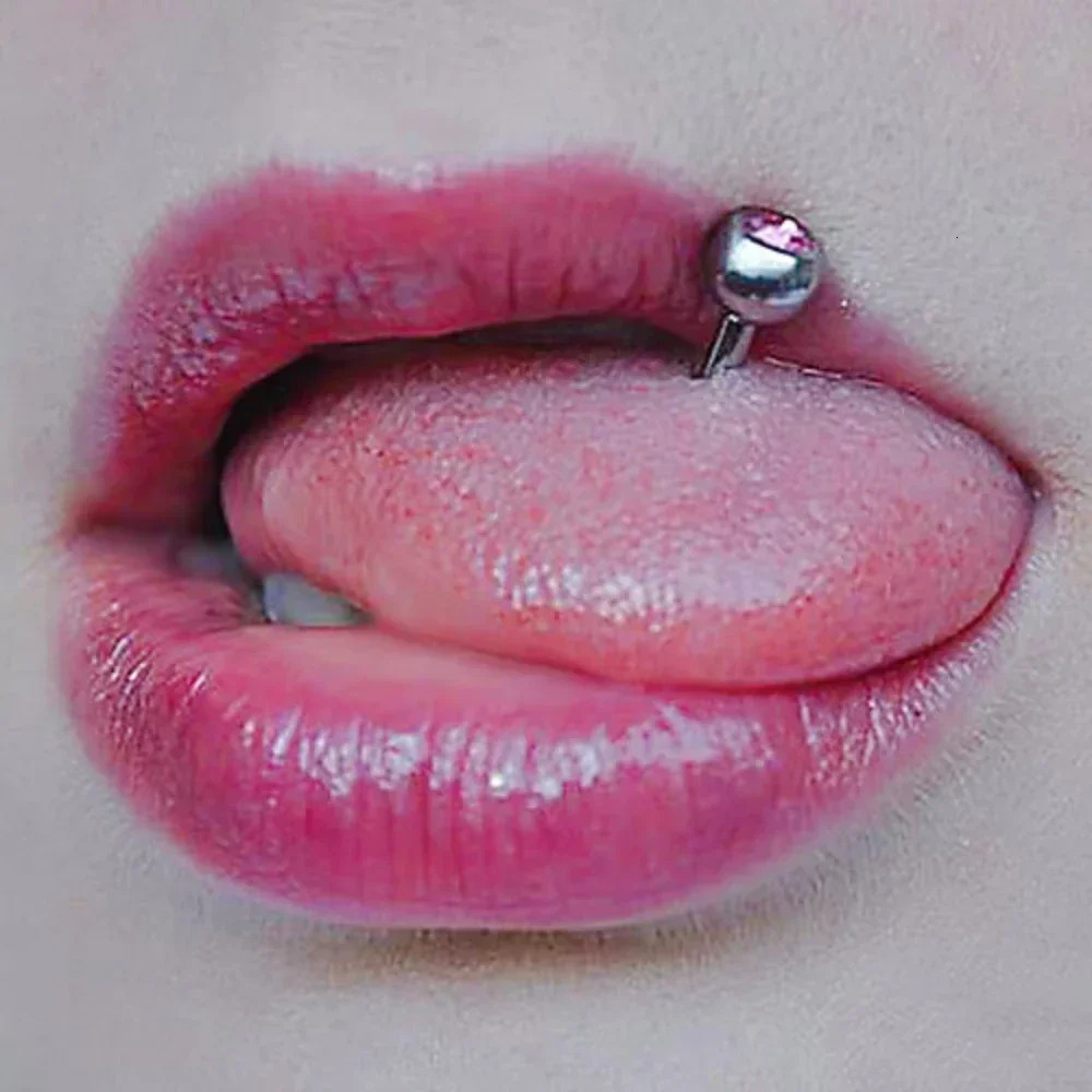 6Pcs Mixed Set 6mm Crystal 14G 1.6mm Steel Tongue Ring 16mm Bar Barbell Nipple Body Piercing Jewelry 250526