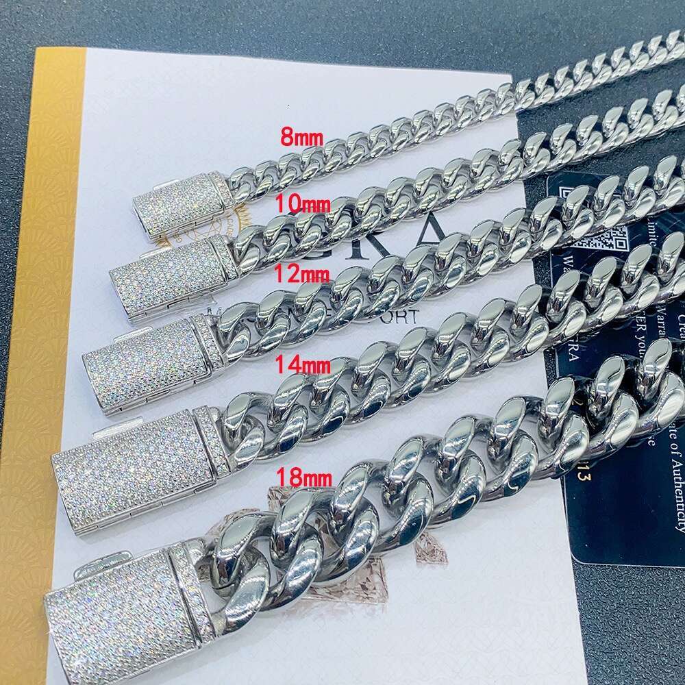 For Men Pendant Necklaces Wholesale Hip Hop Jewelry 12mm 18mm 20mm Moissanite Clasp Solid Sterling Sier Miami Cuban Link Chain Necklace