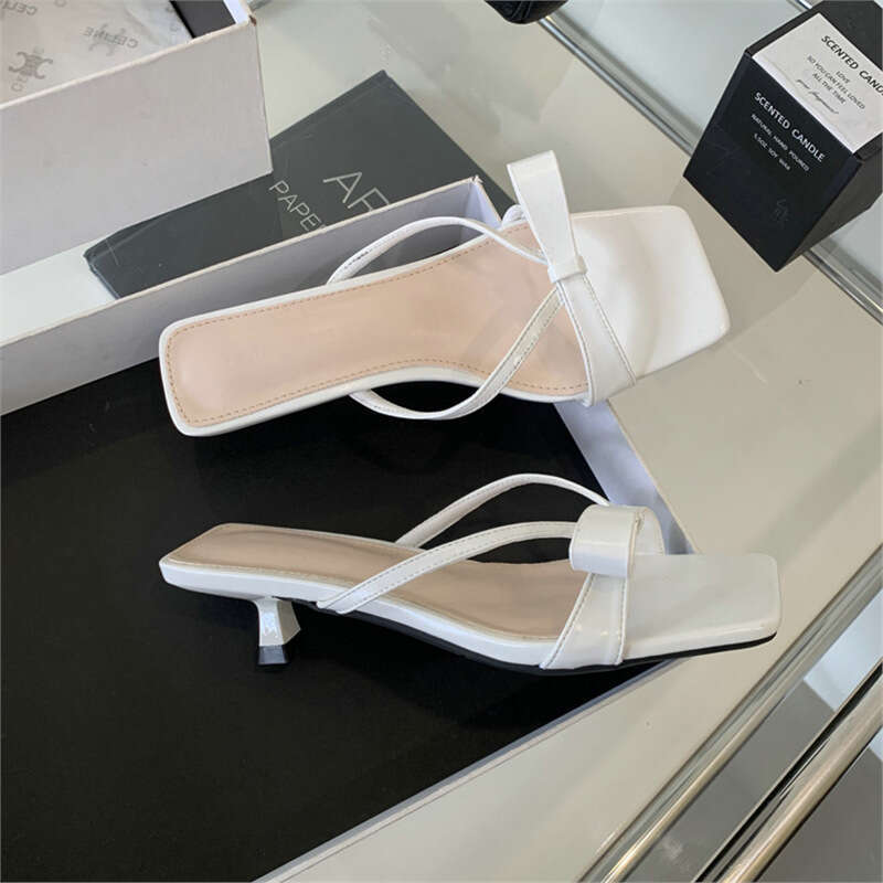 French Style Evening Silver High Heel Sandals 2024 New Stunning Bowknot Stiletto Strap Slippers for Women Summer Outdoor Wear