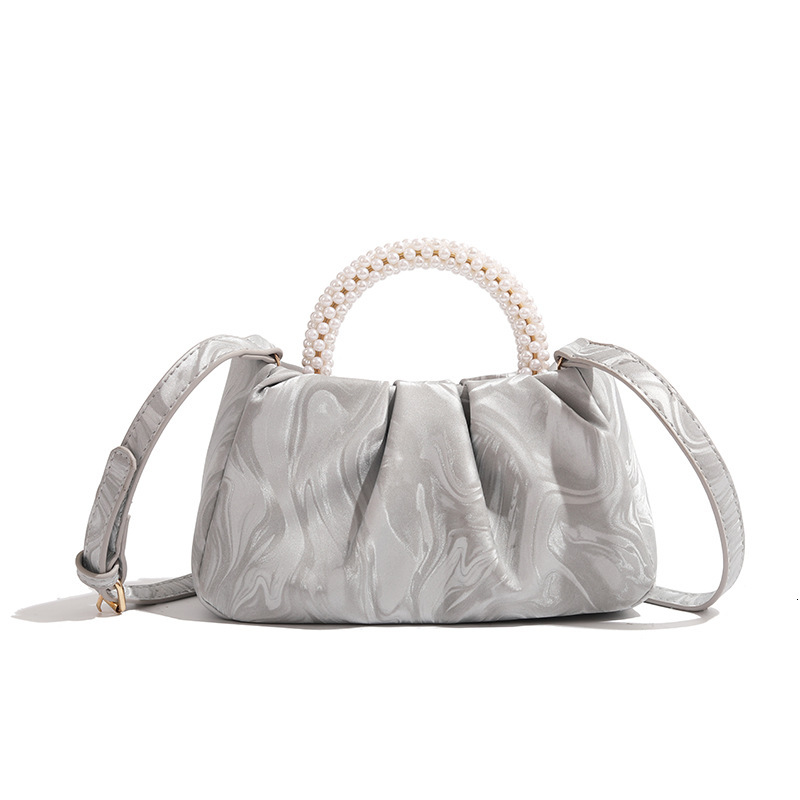 designer Women's Bag Vintage Style Small Bag Genuine High-end Pearl Chain Handbag Cloud Bag 2025 New Versatile Crossbody Bag for Women