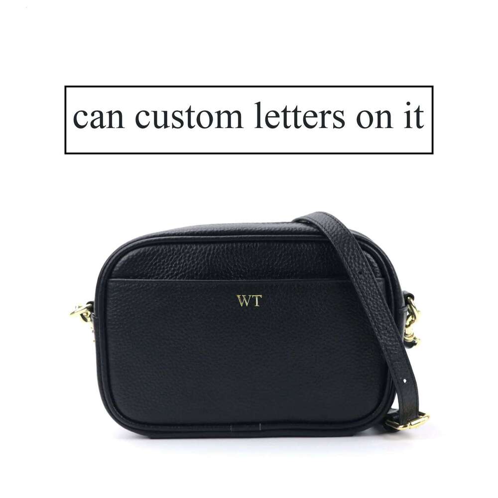 Custom Letters Classic Style Cow Leather Pebble Pattern Shoulder Ladies Small Square Messenger Camera Bag