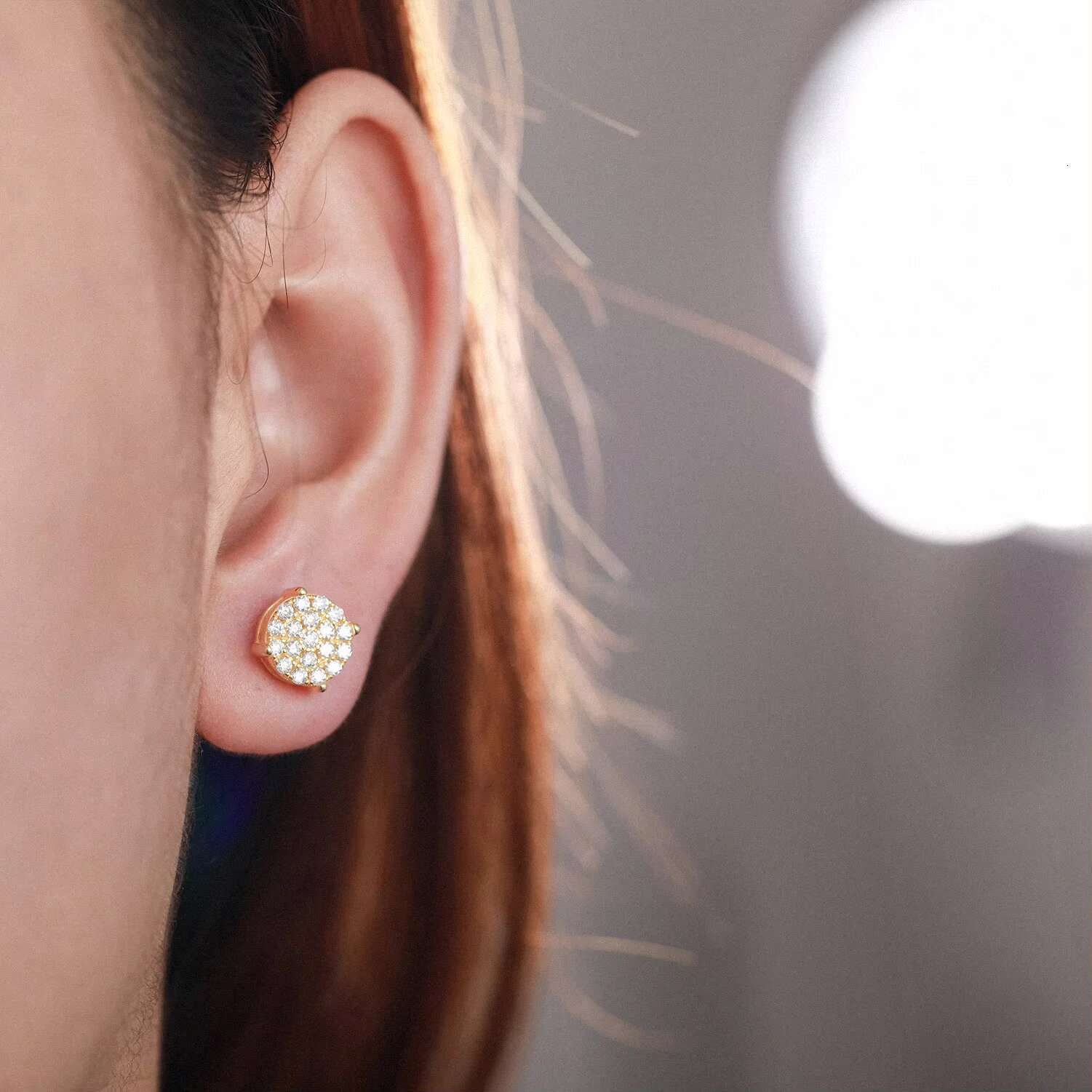 Wholesale High Quality New Fashion Hip Hop 925 Sterling Silver Full Diamond Iced Out Moissanite Stud Earrings