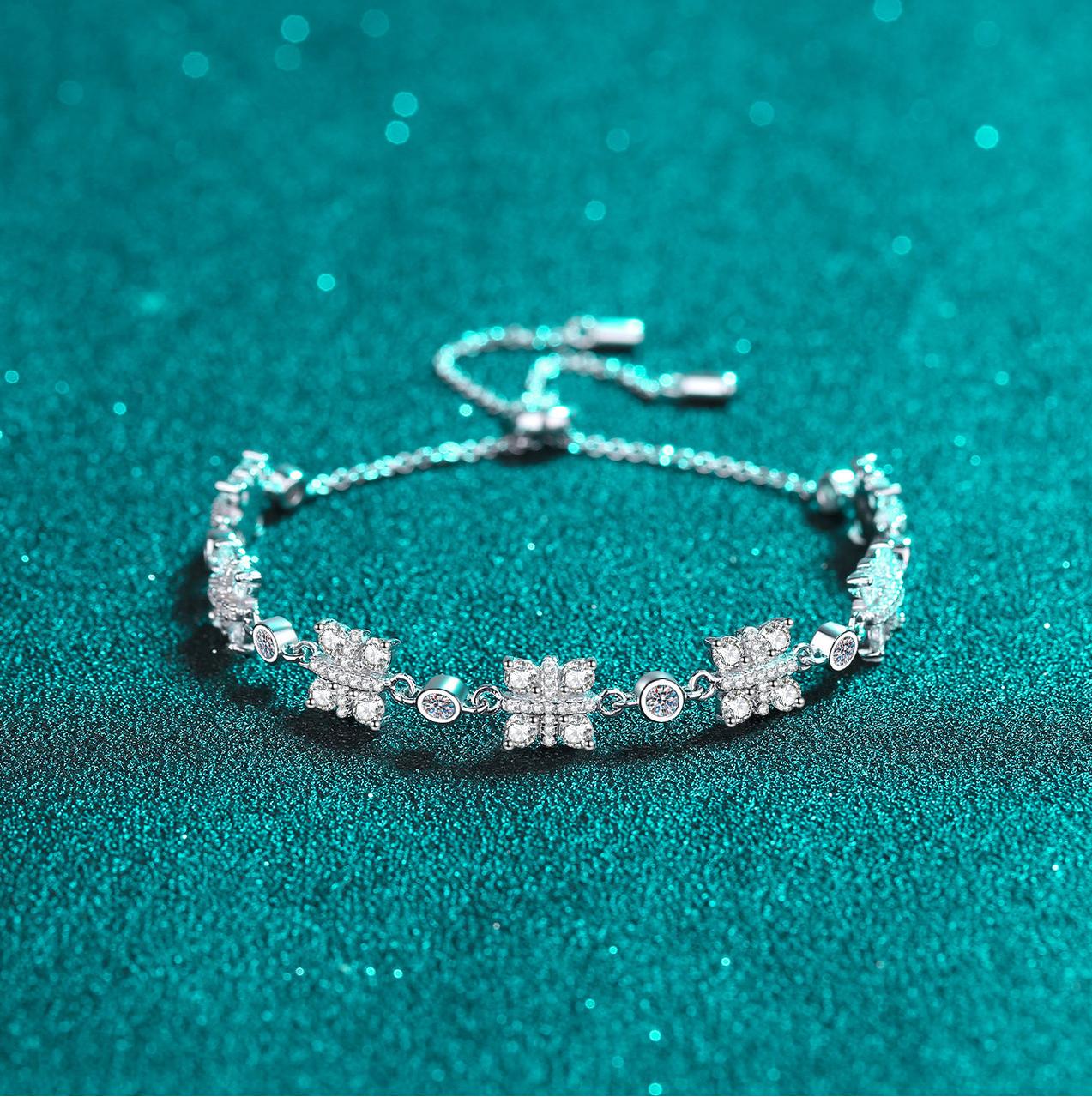 925 Sterling Silver Moissanite Adjustable Bracelet for Women with PT950 Plating Elegant Pull Chain Jewelry