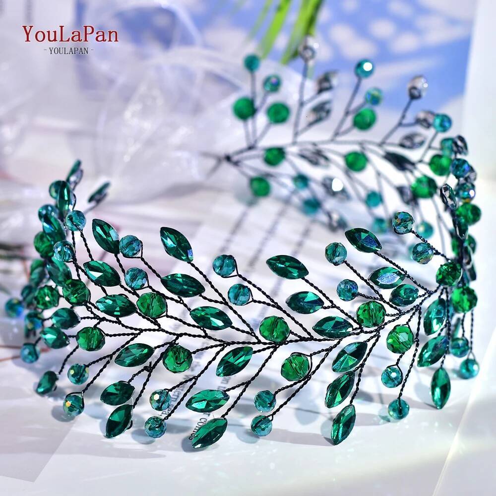 YouLaPan Elegant Bridal Evening Gown Accessories Bridesmaid Belt Green Rhinestone Wedding Dress Waist Decoration SH799