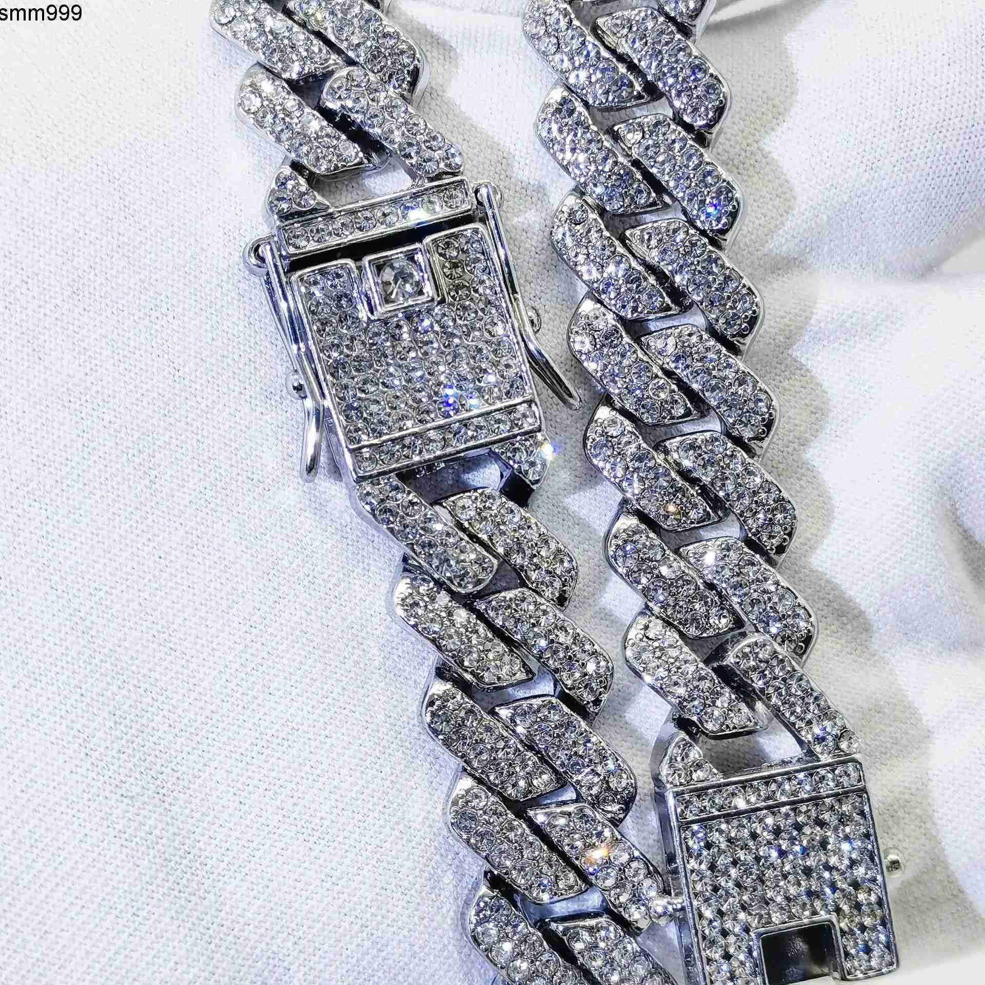 5A CZ Moissanite Hip Hop Mens Cuban Link Chain Necklace Silver and 18K Gold Bracelet Anklet Iced Out Cuban Necklace