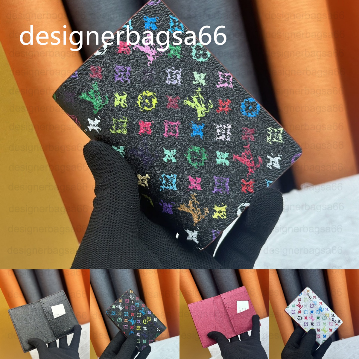 high quality Designer Wallet Multiple Wallet POCKET ORGANIZER leather card holders men wallets money purse flower letters credit short money clutch bags