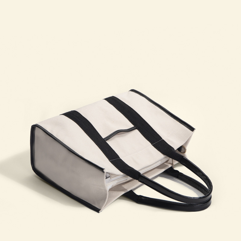 designer New High-End Cotton Large Capacity Tote Bag for Women, Office Commute Handbag, Laptop Bag, Color-Block Canvas Shoulder Bag