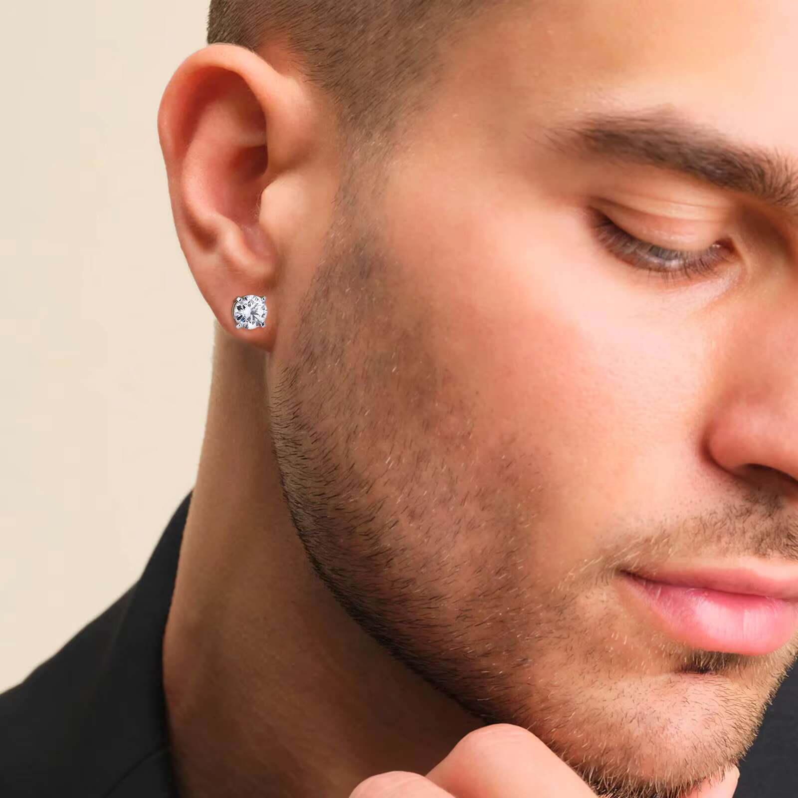 GRA Certification 1ct 2ct 3ct 925 Sterling Silver 4 Claw 14K Gold S925 Sterling Silver VVS1 Moissanite Men Hip Hop Stud Earrings