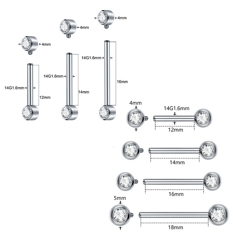 1/2Pcs Nipple Piercing Jewelry CZ Bezel Tongue Nipple Bars Piercing for Breasts Sexy Piercing Mamilo for Women 12-20mm 250526