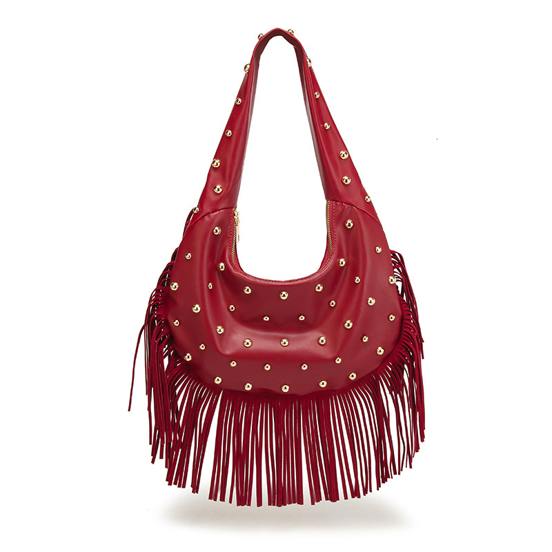 designer Motorcycle Women's Bag European and American Retro Personality Tassel Bag 2025 New Fashion Trend Simple Shoulder Handbag for Women