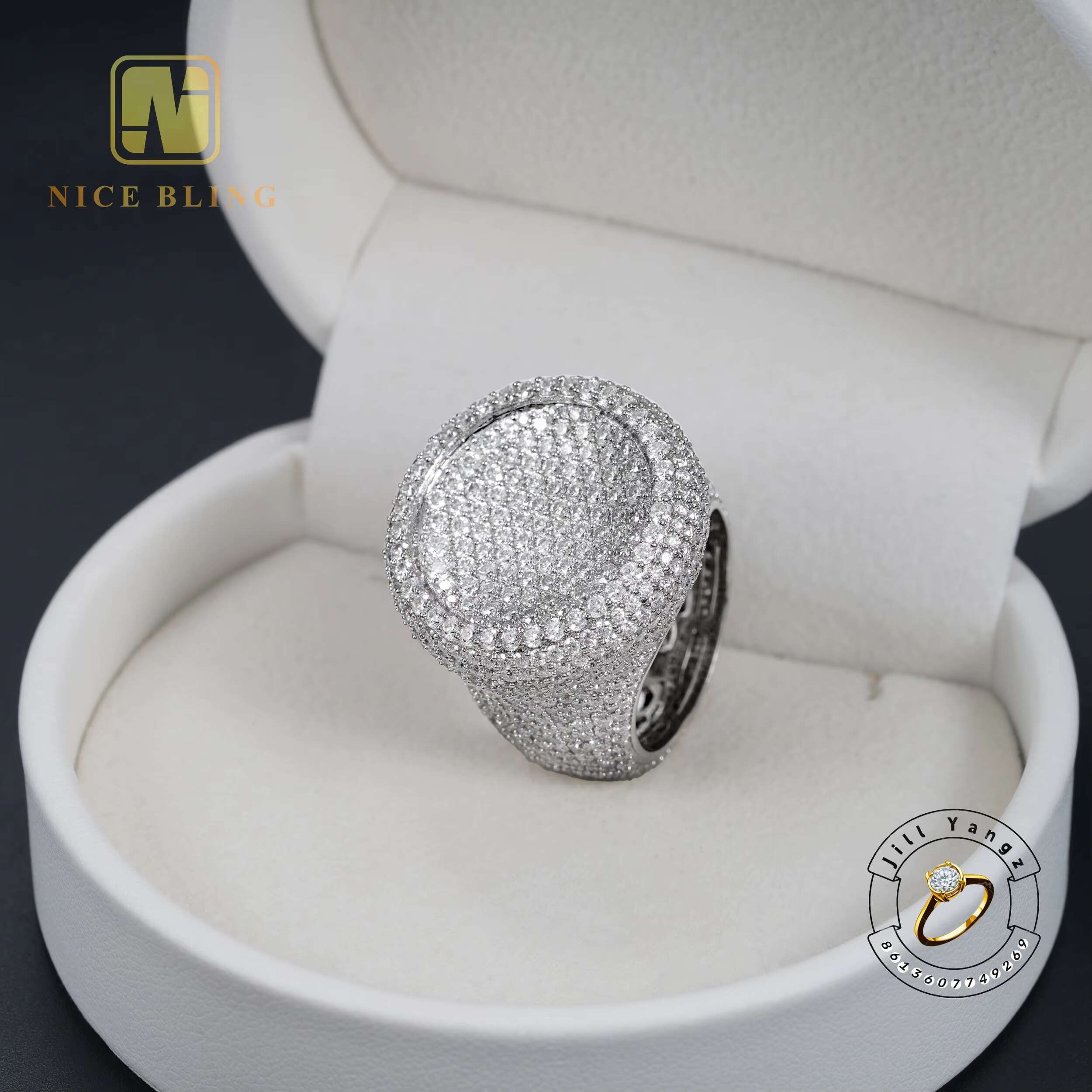 Rose Gold Plates Vvs Moissanite Championship Ring Sterling Silver Rings for Men Hip Hop Rock Iced Out Gifts for Men