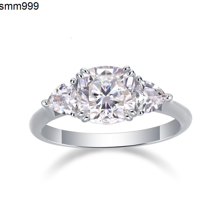 Latest D Color Cushion Cut 1.6 Ct Moissanite Ring in S925 Silver Plated with 18K White Gold - Wedding Jewelry Gift