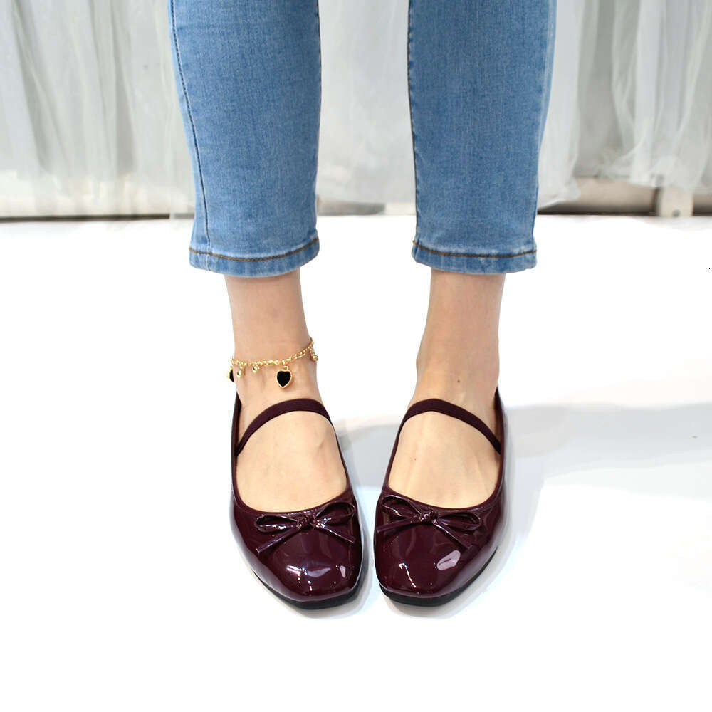 Mary Jane for Women 2025 New Summer Butterfly Small Leather Square Toe Shallow Mouth Casual Flat Single Shoes