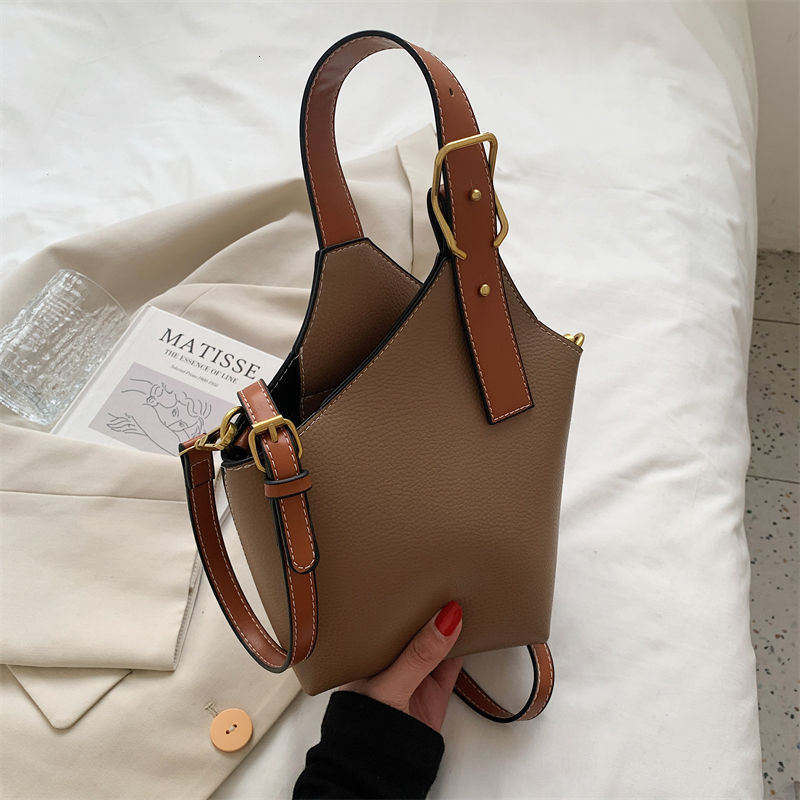 designer New Fashion Versatile Bag for Women, Vintage Color-Block Handbag, Bucket Bag, Tote Bag, Shoulder Bag, Crossbody Bag for Women