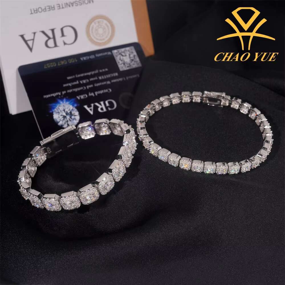 Hot New 925 Silver VVS Moissanite Necklace and Fashionable Hip-hop Joker Bracelet Cross-Border Best Seller