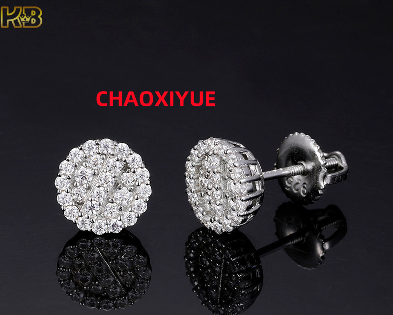 Trendy Moissanite Stud Earrings in Sterling Silver 925 for Men and Women Hip Hop Fashion Jewelry Design