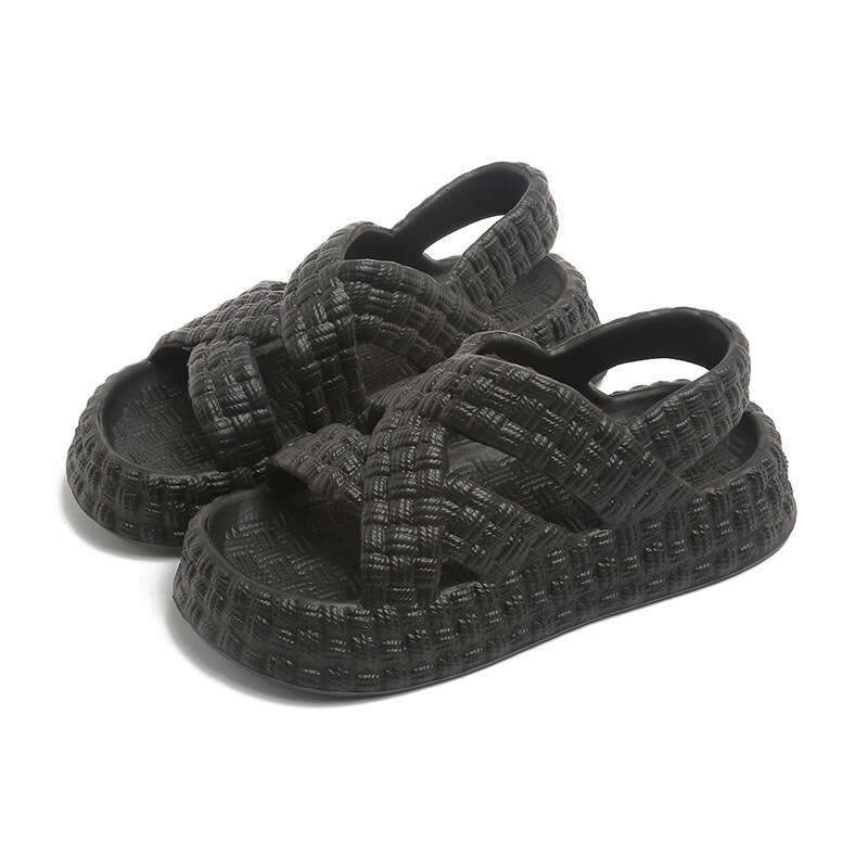 Women's 2024 New Thick Sole Two-Way Wear Height Increasing Non-Slip Breathable Odor-Free Home Slippers