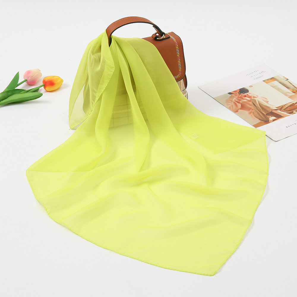K894 Spring new solid color chiffon silk scarf small square scarf bag headband decorative scarf 64*64 square scarf