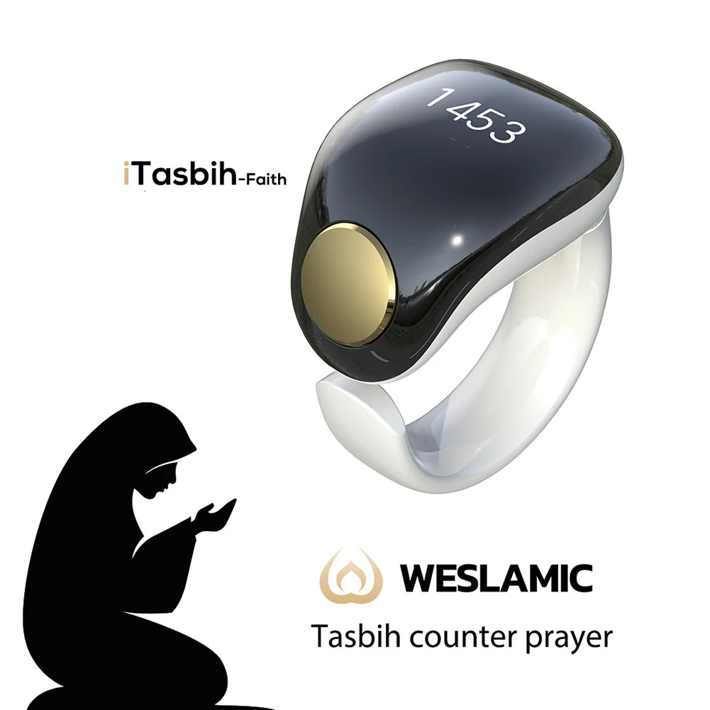 Muslim Gift Smart Electronic Counter 4 Digit Tasbeeh Tasbih Zikr Ring Waterproof Tasbih Counter Interchangeable Rings 18/20/22mm 250526