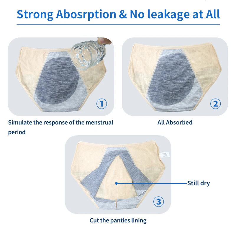 3PCS Leak Proof Menstrual Panties Period Physiological Pant Waterproof Briefs Plus Size period underwear 250526