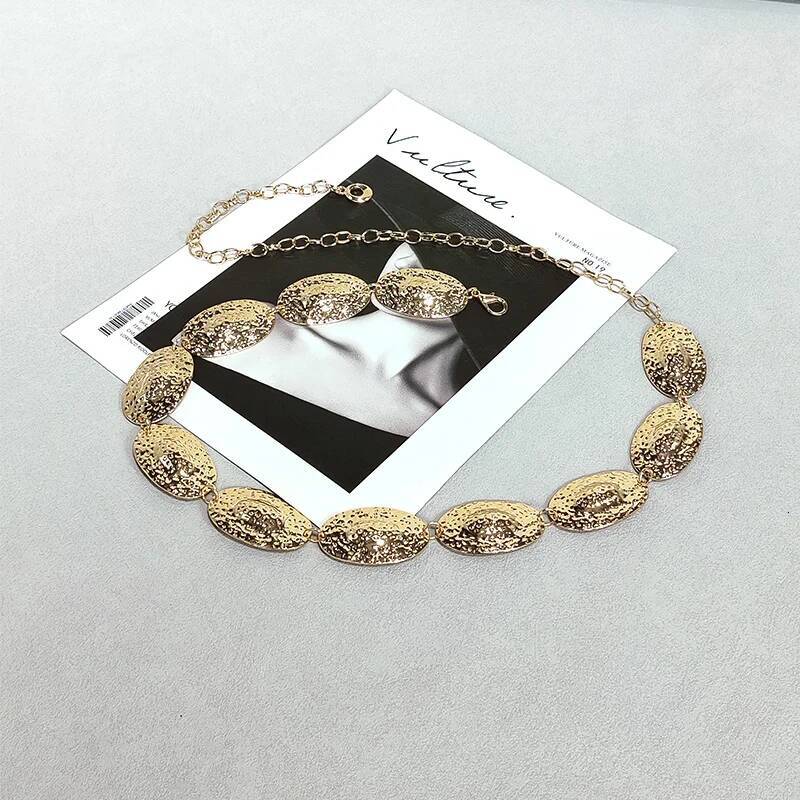 Fashion Waist Chain Belt Female Western cowgirl Ellipse punk Metal Belts For Women Designer Waistband for summer beach