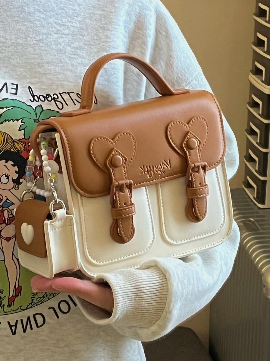 designer Niche Designer Bag for Women 2025 New Color-Block Cream Cute Cambridge Bag Handheld Small Square Bag Single Shoulder Crossbody Bag