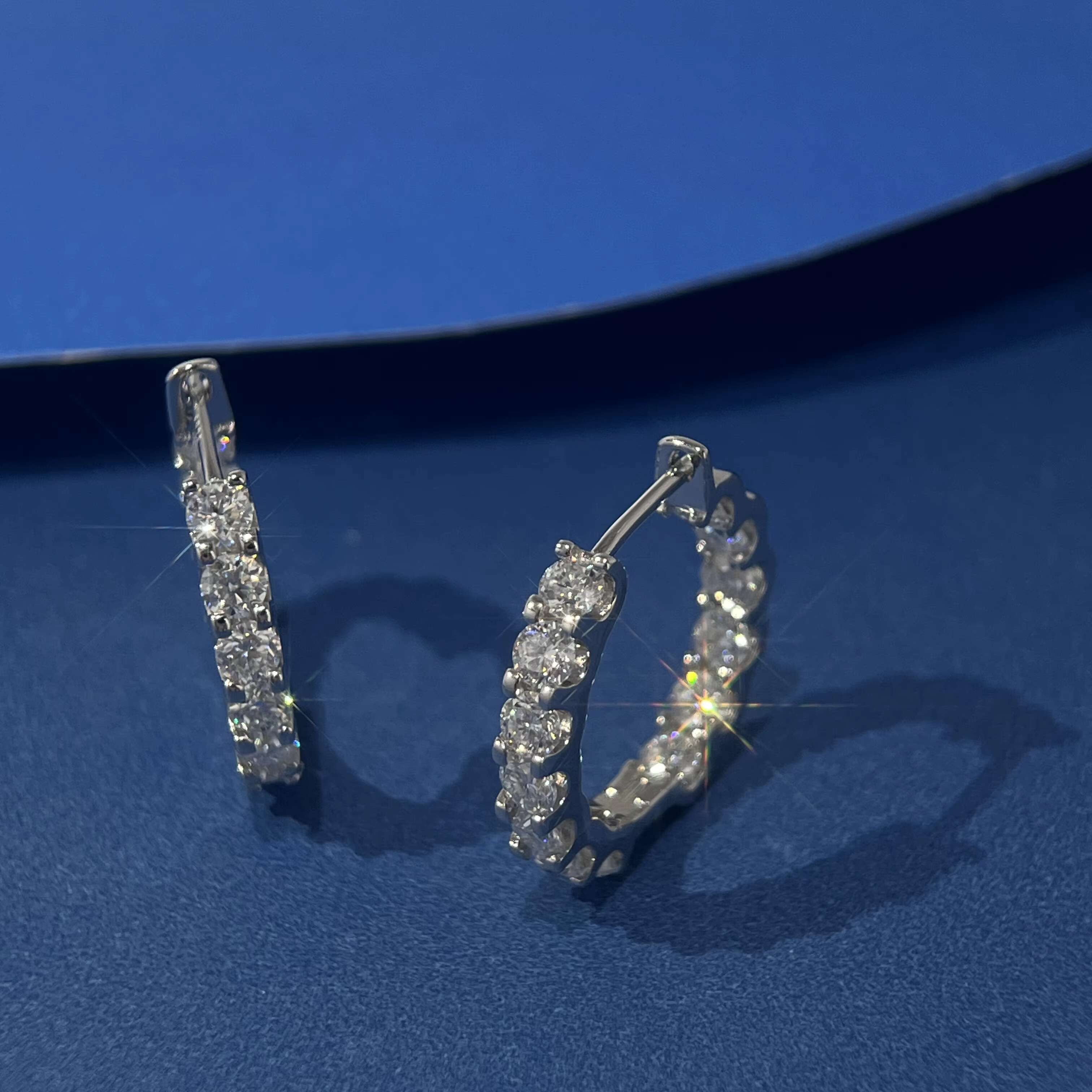 Hip Hop 0.1Ct*26Pcs Iced Cut Halo Full Moissanite Diamond Hoop Earring for Women Real S925 Silver Jewelry With Gra Certificate