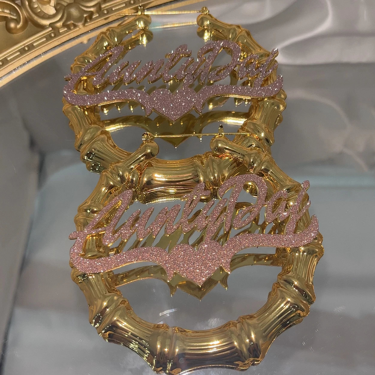 Custom Name Bamboo Earrings Personalized Stainless Steel Bling Name Earrings Colorful Big Hoops Earring for Women Jewelry Gift 250529