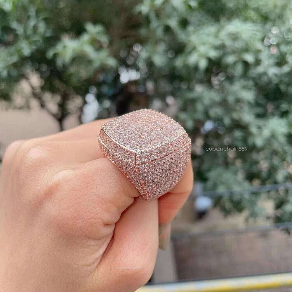 2024 Iced Out Jewelry Vvs Moissanite Men Hip Hop Real Gold Hiphop Gemstone Rings Zf Round m Champion Ring
