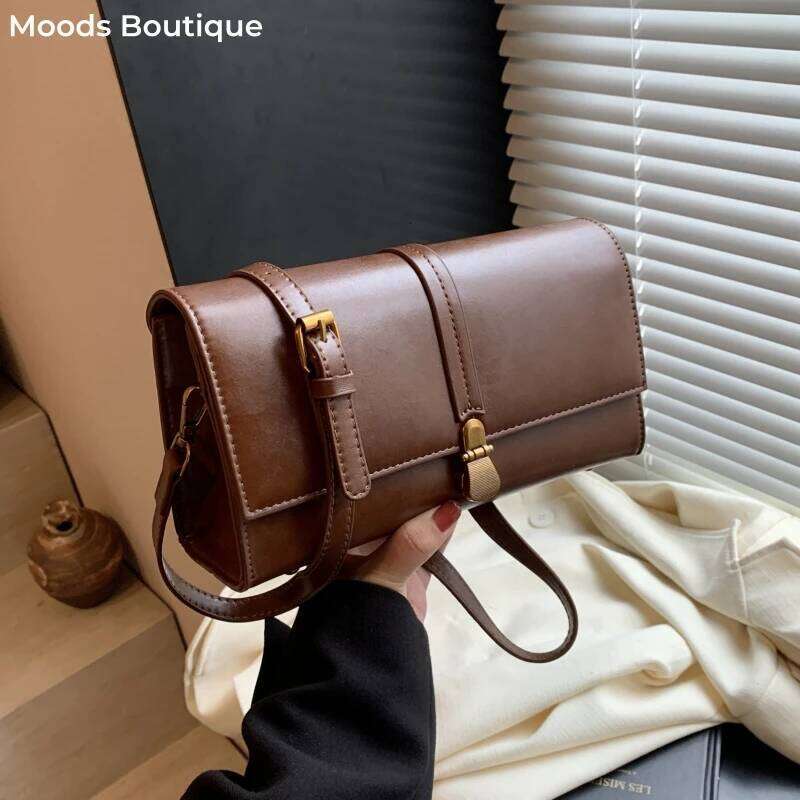MOODS Retro Flap Crossbody Messenger Bags For Women PU Leather Pure Color Small Square Shoulder Bag Designer Handbag 2025