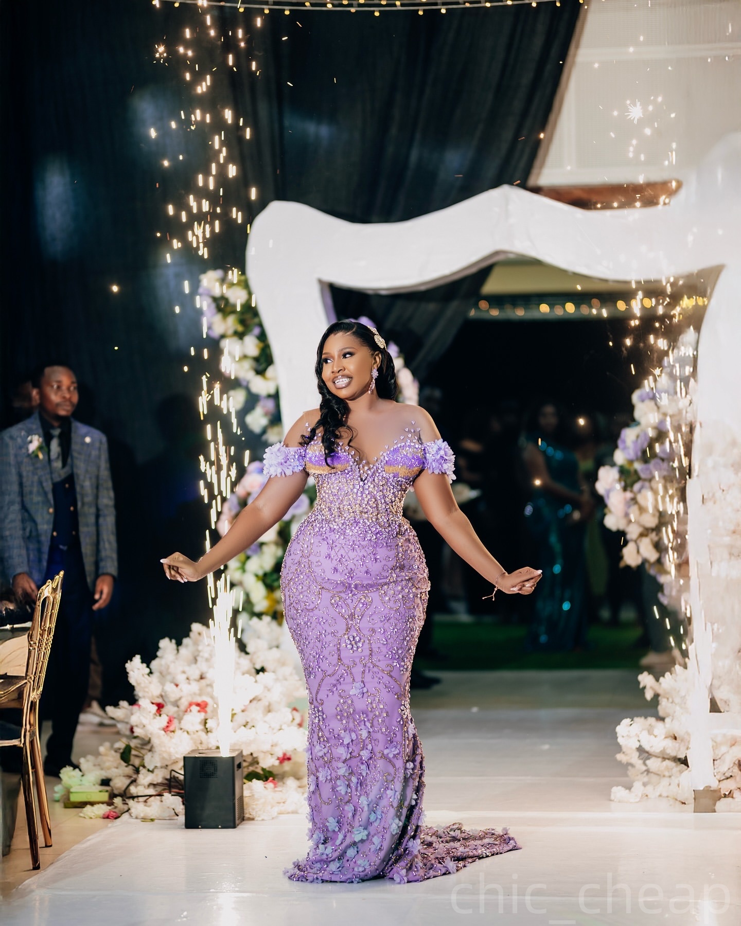 Lilac Mermaid Prom Dresses 2025 Flowers Crystals Luxurious Evening Formal Party Second Birthday Engagement Gowns Plus Size Dress For Special Occasions