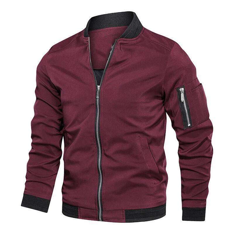 Bomber Spring Autumn Lightweight Casual Men's Windbreaker Sports Jacket with Zipper and Pockets