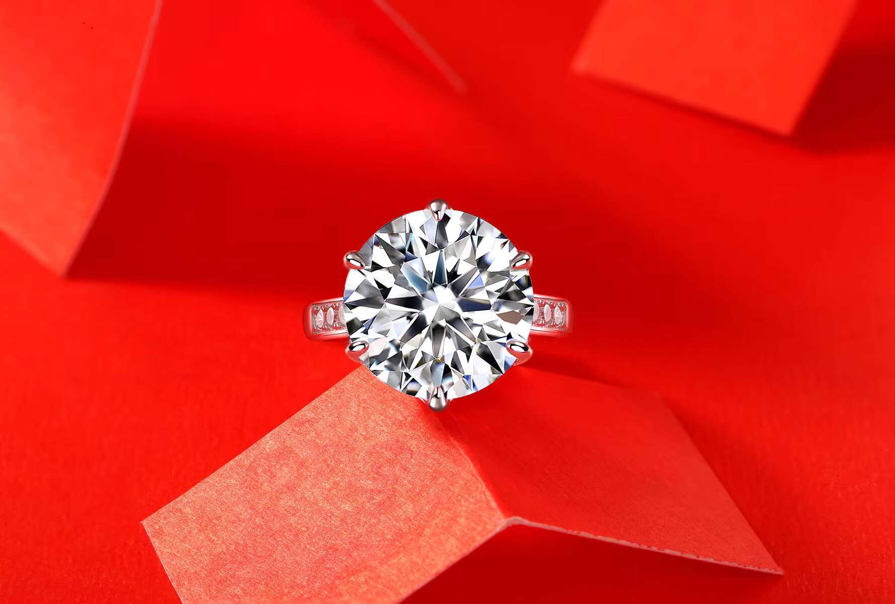 10ct Women Moissanite Rings 925 Sterling Silver Trendy Wedding Moissanite Jewelry With GRA Certificate