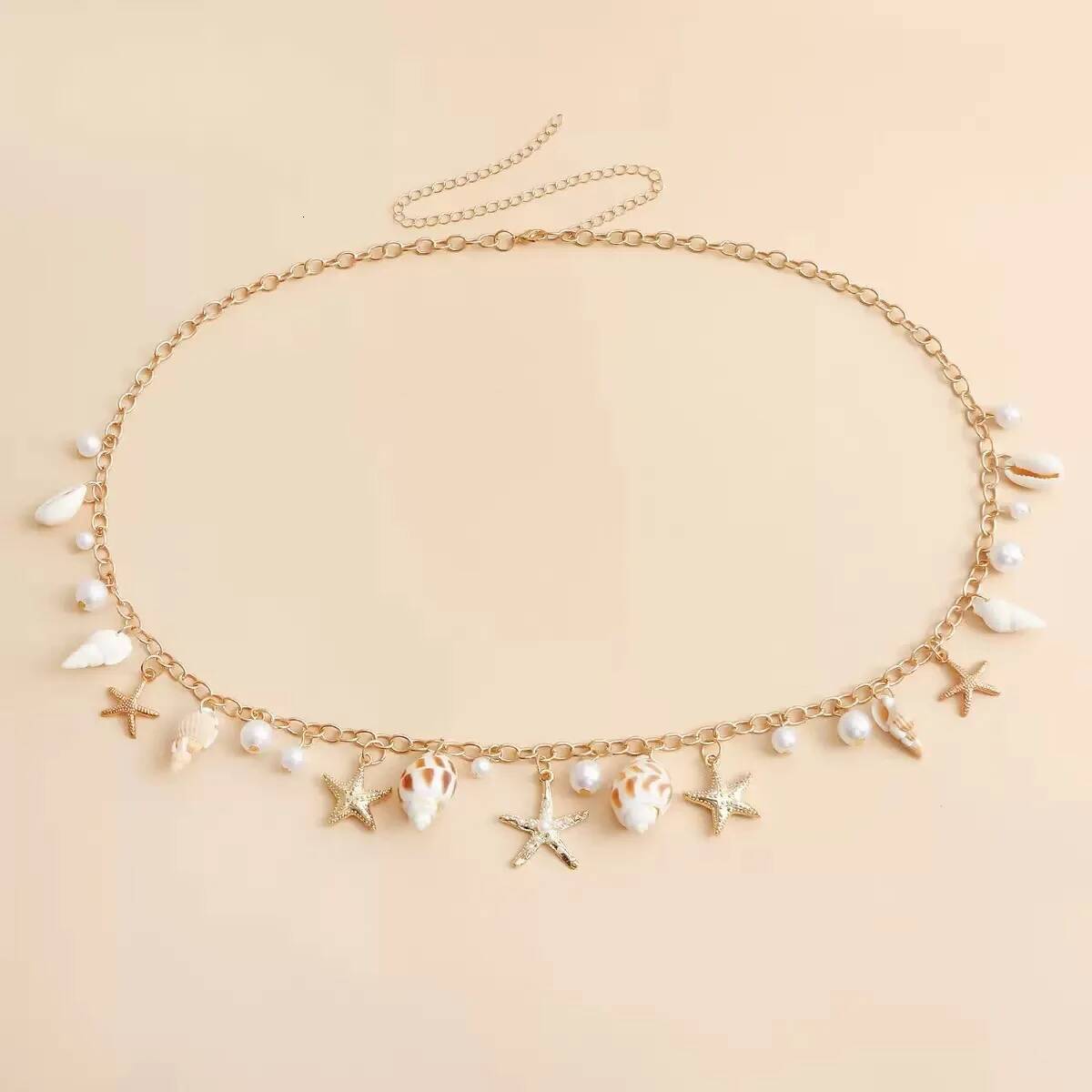 Boho Beach Shells Waist Chain Women's Starfish Pearl Tassel Pendant Belt Vacation Style Versatile Match