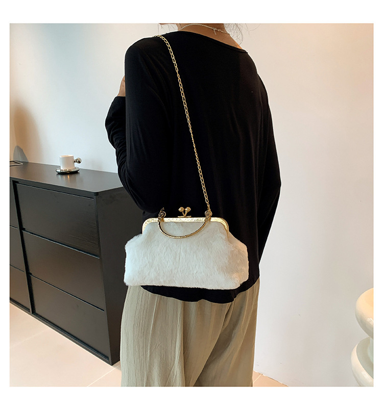 Free shipping designer autumn/winter fur fur bag 2025 new stylish minimalist handbag commuting fashion chain single shoulder crossbody bag