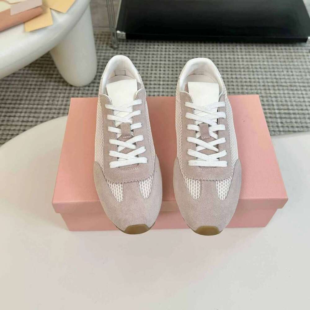 2025 Early Spring New Round Toe Casual Flats Suede Mesh Women Shoes Light Lace-Up Genuine Leather Zapatos De Mujer