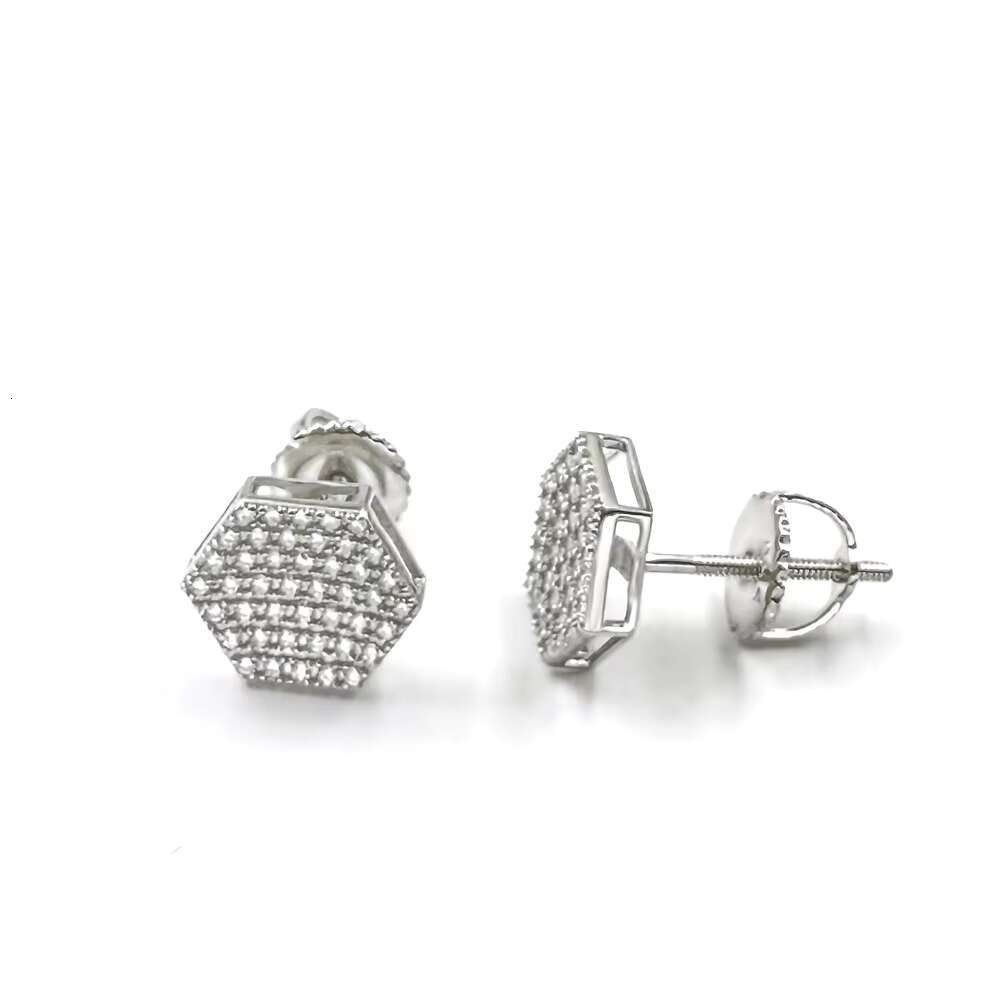Fine Jewelry Stud Earrings 925 Sterling Silver Moissanite Iced Out Hip Hop Cluster Earrings Jewelry for Men Women