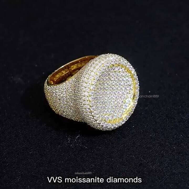 Gra certificated rose gold iced out hip hop moissanite ring men vvs