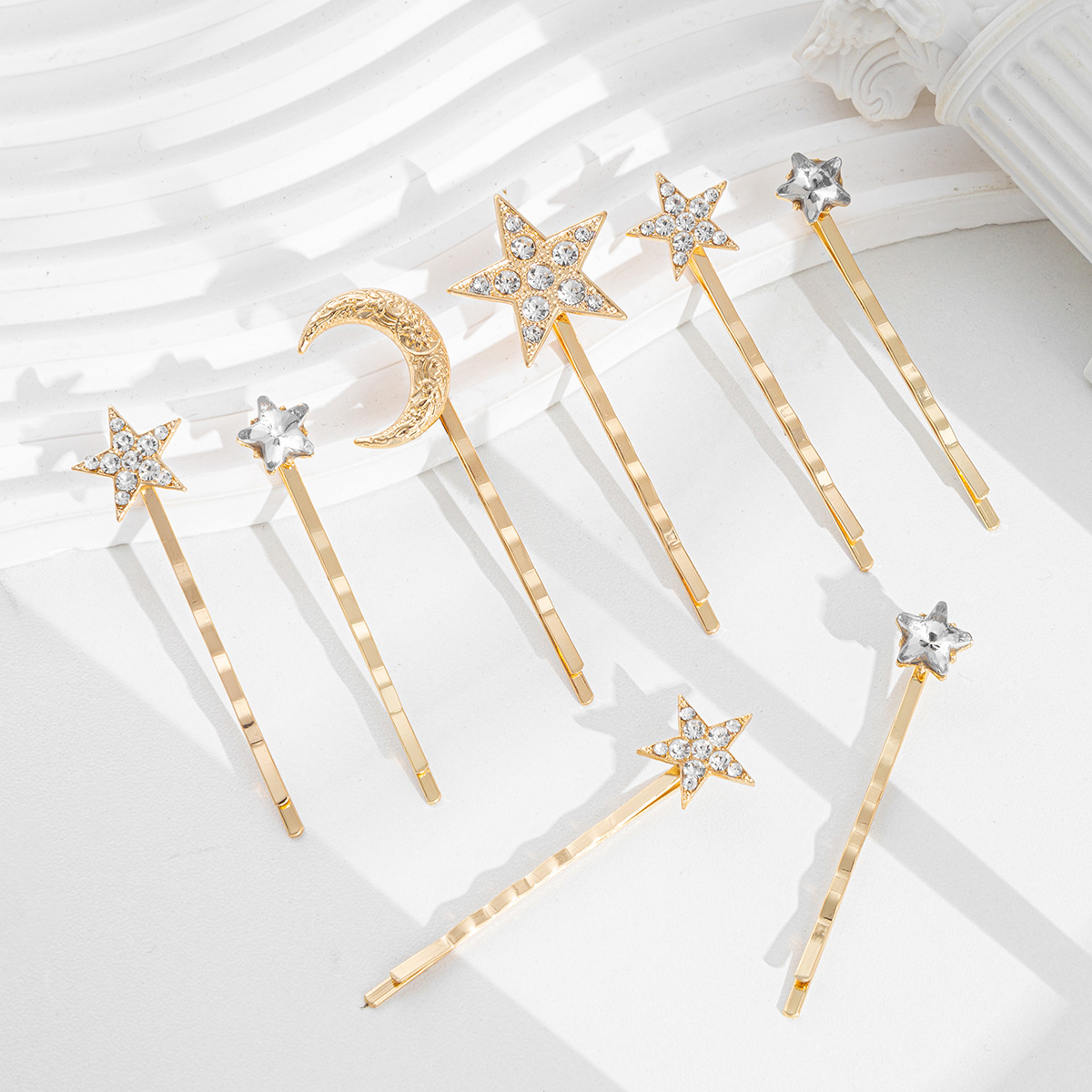 European American Cross Border Versatile Rhinestone Star Moon Hair Clip Set Bridal Party New Year Hair Accessories for Women