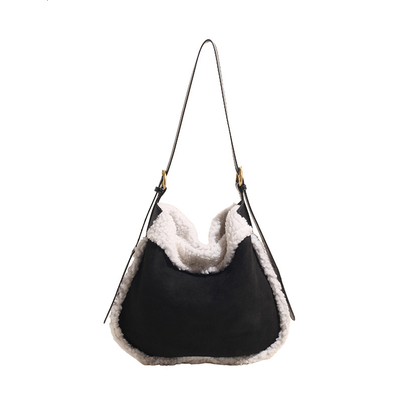 Autumn Winter Free Shipping New Large Designer Handbag Capacity Single Shoulder Furry Bag For Work Commute Women's Bag Korean Style Ins Shopping 