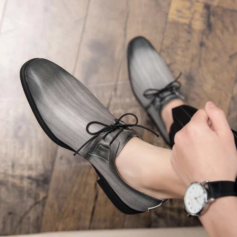 Trendy and Fashionable Derby Shoes Round Toe Lace up Business Office Dress Shoes Wedding Banquet Shoes Size 38-48 Men Shoes 250526